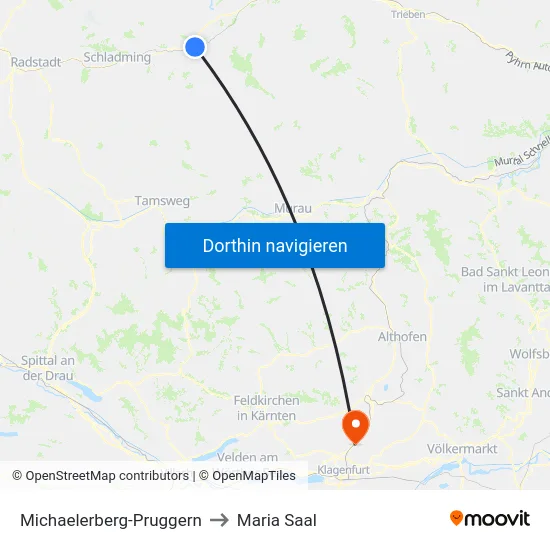 Michaelerberg-Pruggern to Maria Saal map