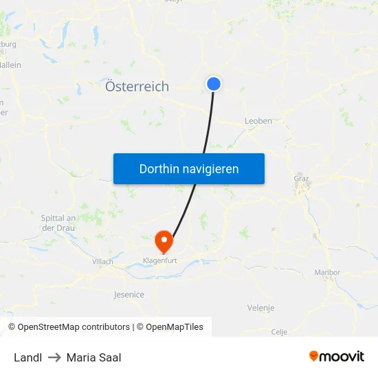 Landl to Maria Saal map