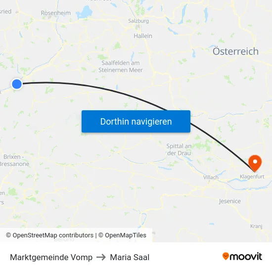 Marktgemeinde Vomp to Maria Saal map