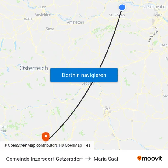 Gemeinde Inzersdorf-Getzersdorf to Maria Saal map