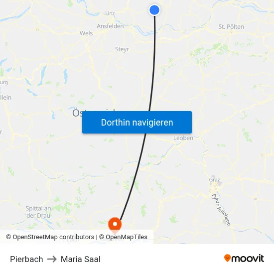 Pierbach to Maria Saal map
