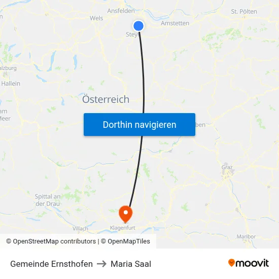 Gemeinde Ernsthofen to Maria Saal map