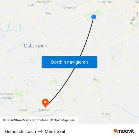 Gemeinde Loich to Maria Saal map