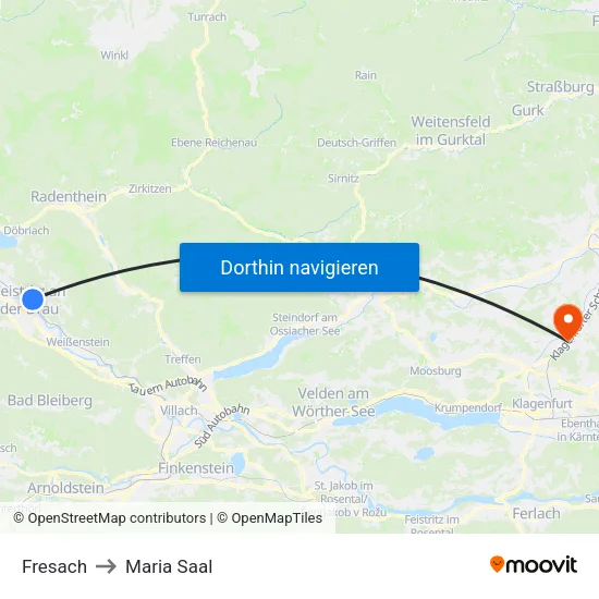 Fresach to Maria Saal map