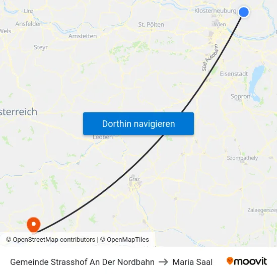 Gemeinde Strasshof An Der Nordbahn to Maria Saal map