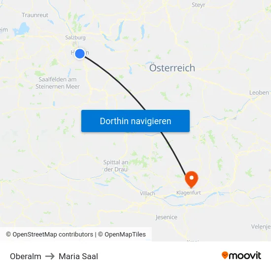Oberalm to Maria Saal map