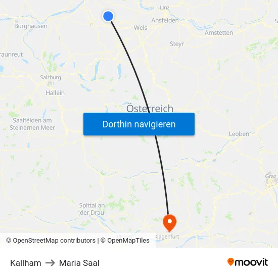 Kallham to Maria Saal map
