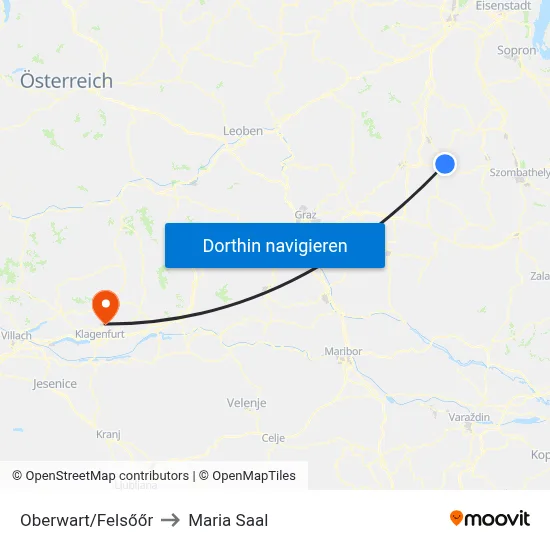 Oberwart/Felsőőr to Maria Saal map
