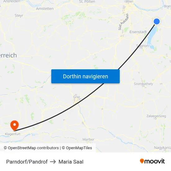 Parndorf/Pandrof to Maria Saal map