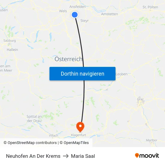 Neuhofen An Der Krems to Maria Saal map