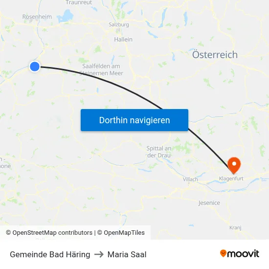 Gemeinde Bad Häring to Maria Saal map