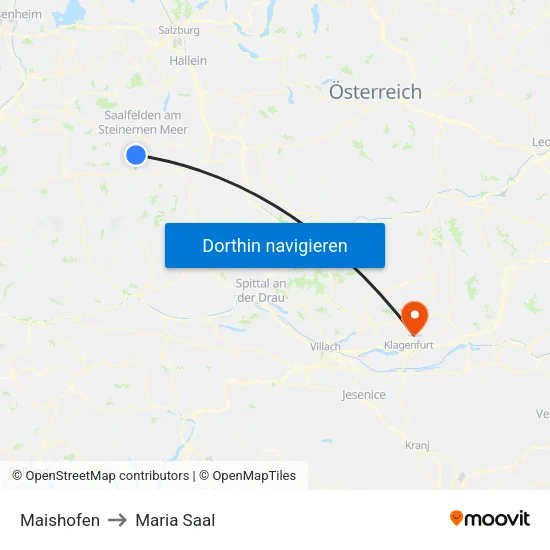 Maishofen to Maria Saal map