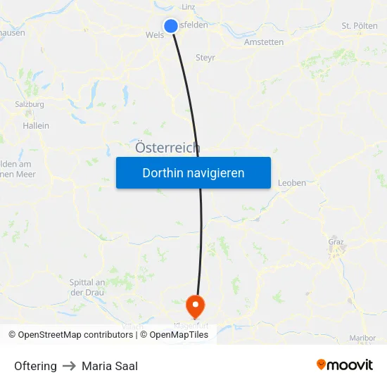 Oftering to Maria Saal map