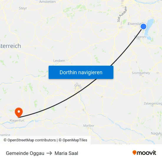 Gemeinde Oggau to Maria Saal map