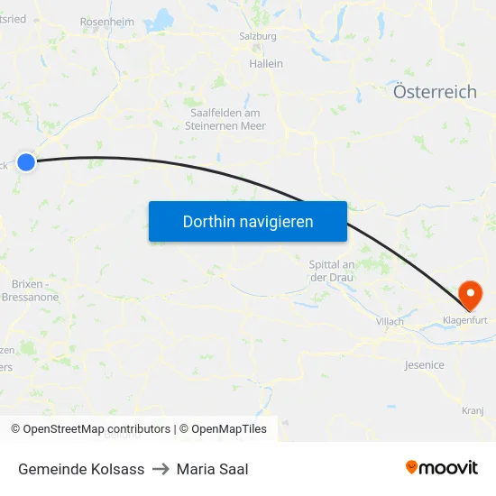 Gemeinde Kolsass to Maria Saal map