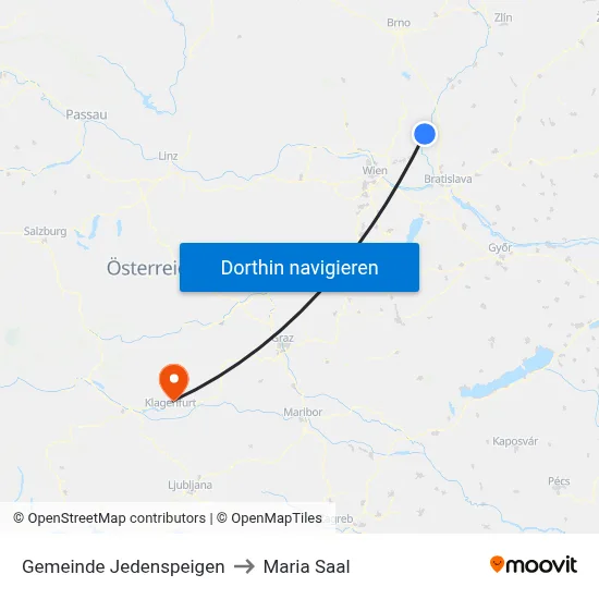 Gemeinde Jedenspeigen to Maria Saal map