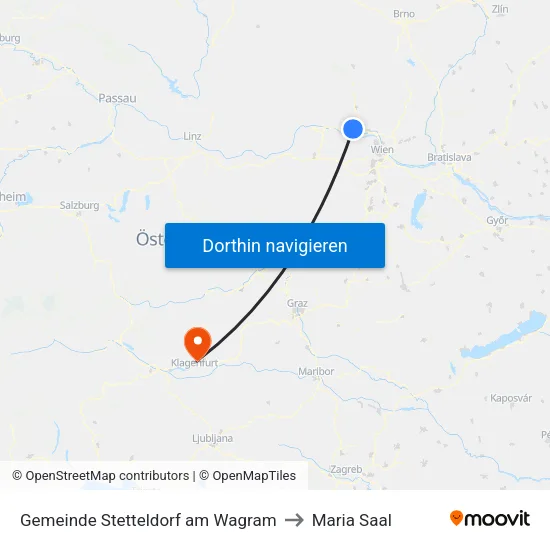 Gemeinde Stetteldorf am Wagram to Maria Saal map