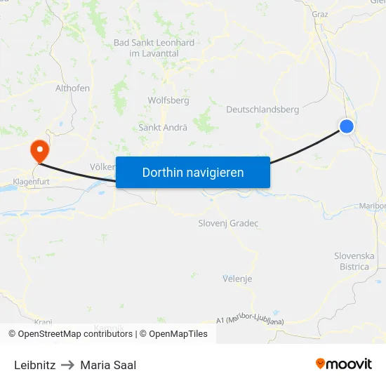 Leibnitz to Maria Saal map