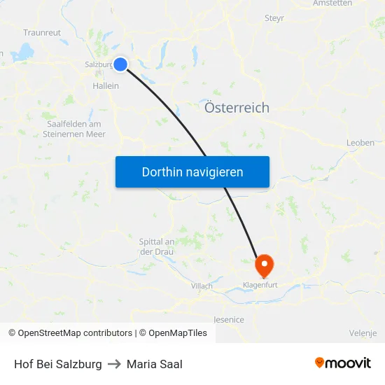 Hof Bei Salzburg to Maria Saal map