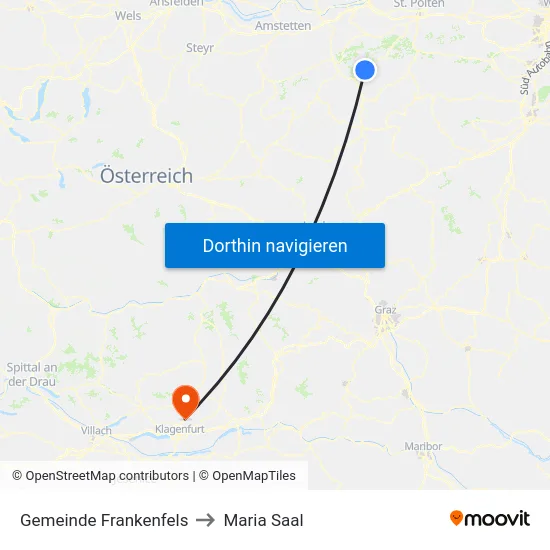 Gemeinde Frankenfels to Maria Saal map