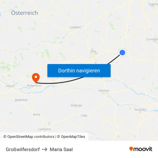 Großwilfersdorf to Maria Saal map