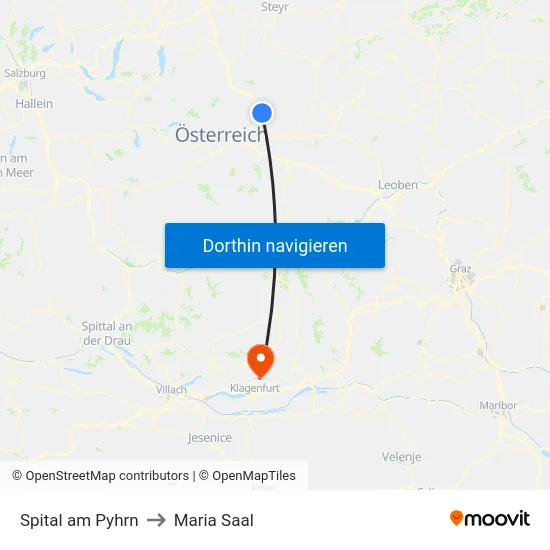 Spital am Pyhrn to Maria Saal map