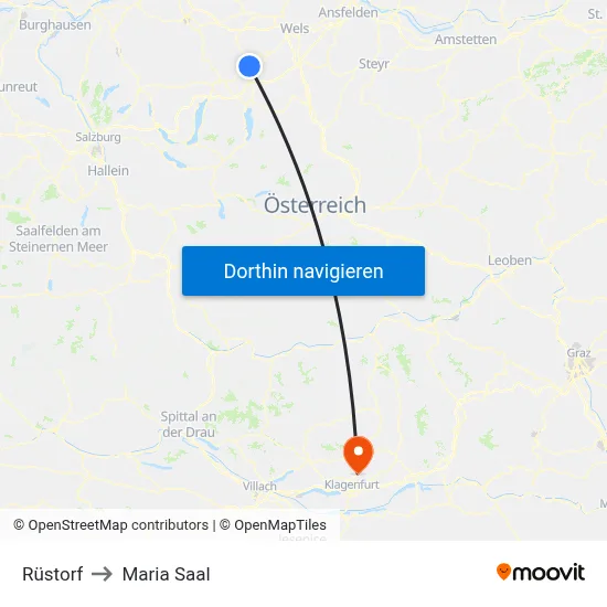 Rüstorf to Maria Saal map