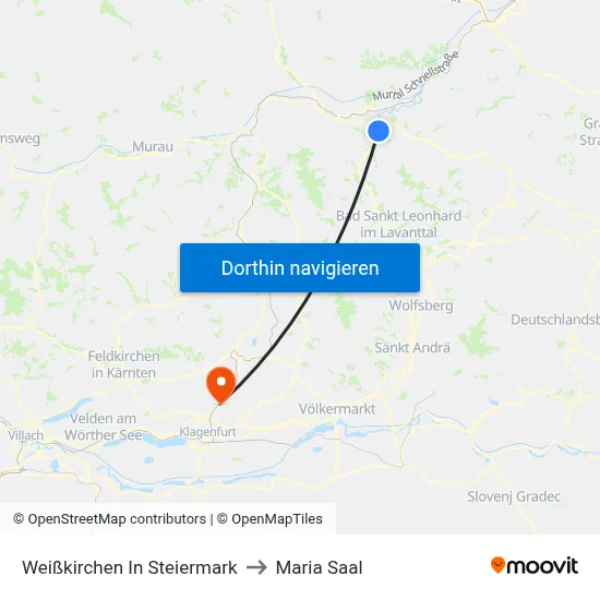 Weißkirchen In Steiermark to Maria Saal map