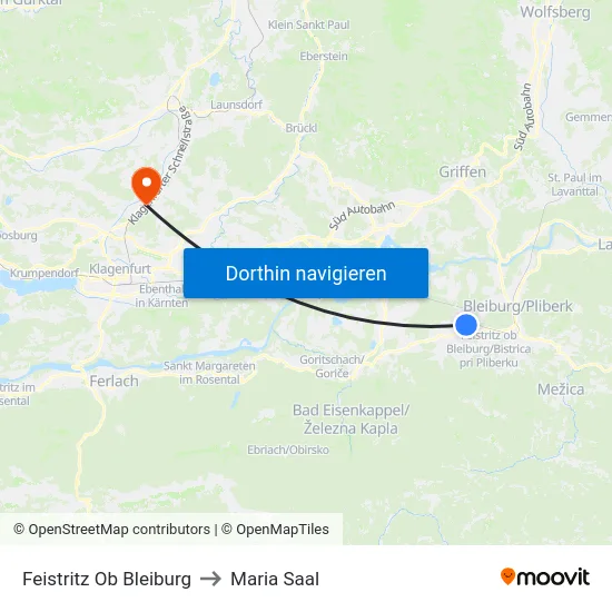 Feistritz Ob Bleiburg to Maria Saal map