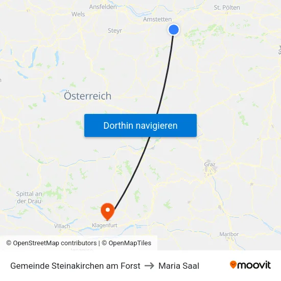 Gemeinde Steinakirchen am Forst to Maria Saal map