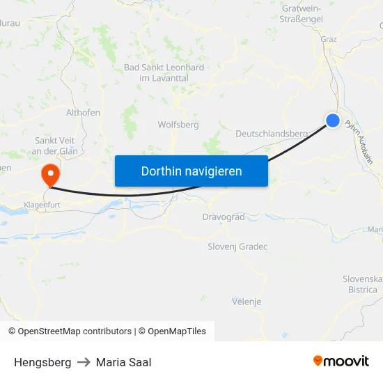 Hengsberg to Maria Saal map