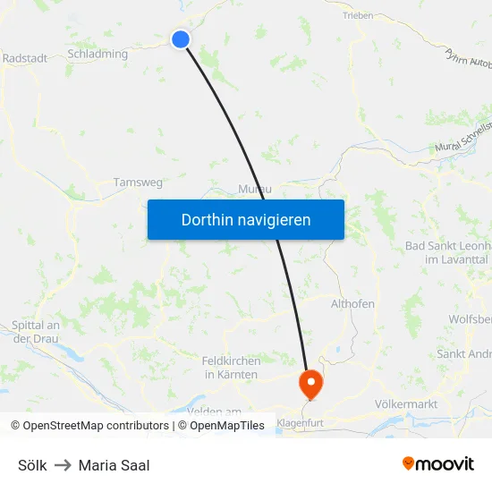 Sölk to Maria Saal map