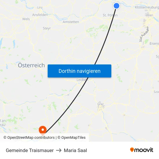 Gemeinde Traismauer to Maria Saal map