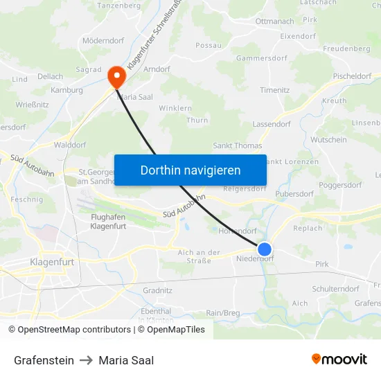 Grafenstein to Maria Saal map