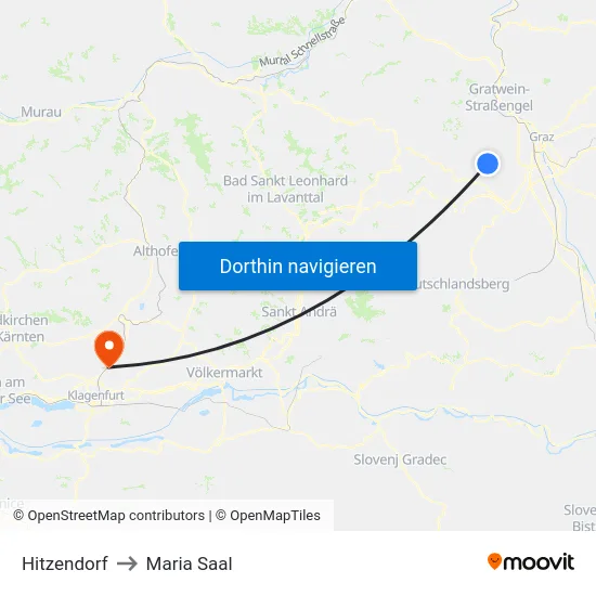 Hitzendorf to Maria Saal map