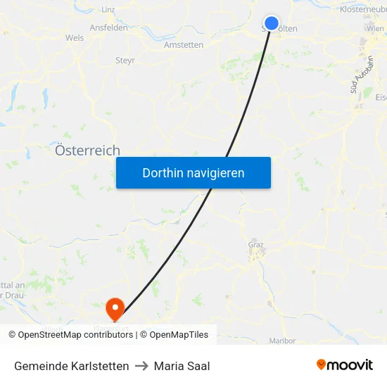 Gemeinde Karlstetten to Maria Saal map