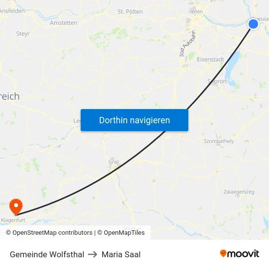 Gemeinde Wolfsthal to Maria Saal map
