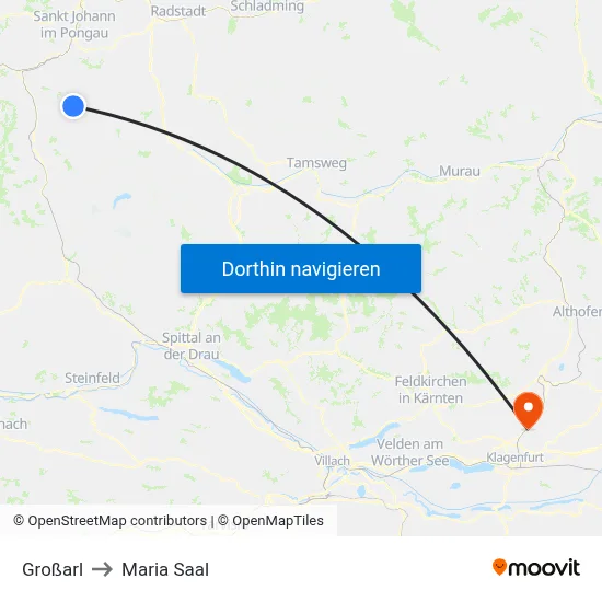 Großarl to Maria Saal map
