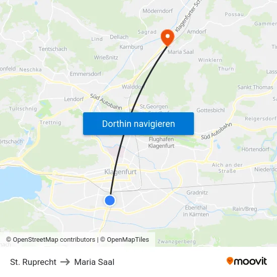 St. Ruprecht to Maria Saal map