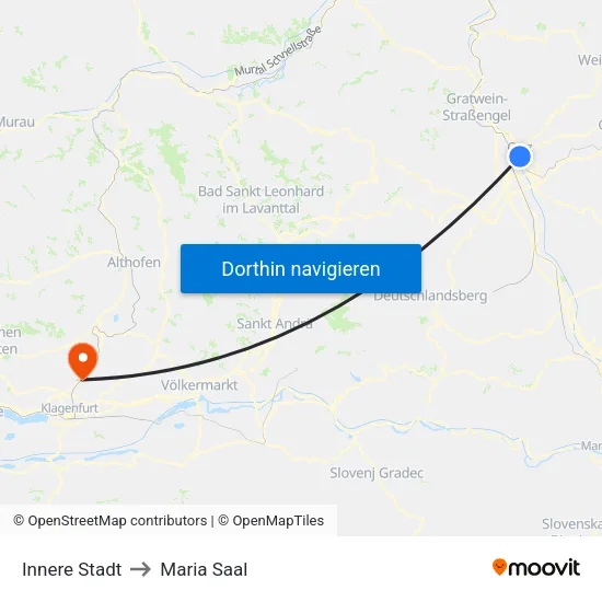 Innere Stadt to Maria Saal map