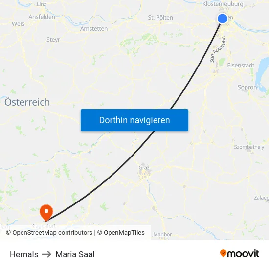 Hernals to Maria Saal map