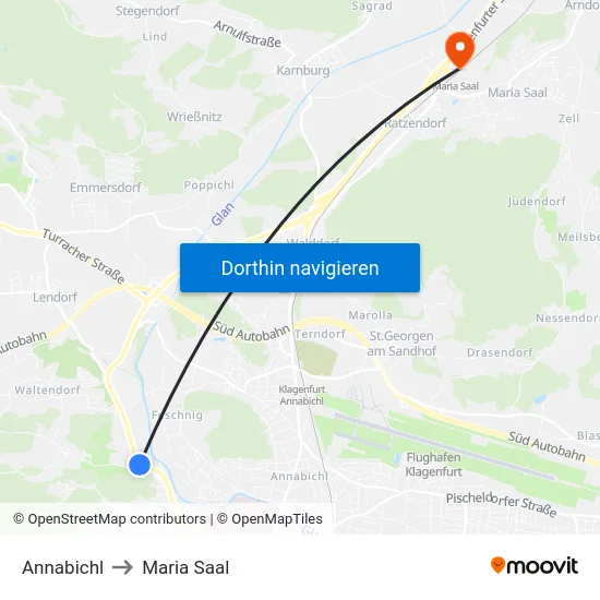 Annabichl to Maria Saal map