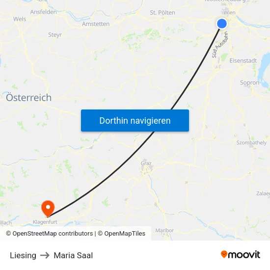 Liesing to Maria Saal map