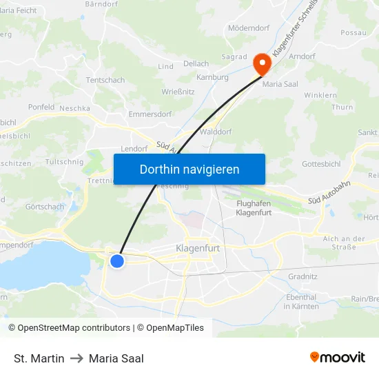St. Martin to Maria Saal map
