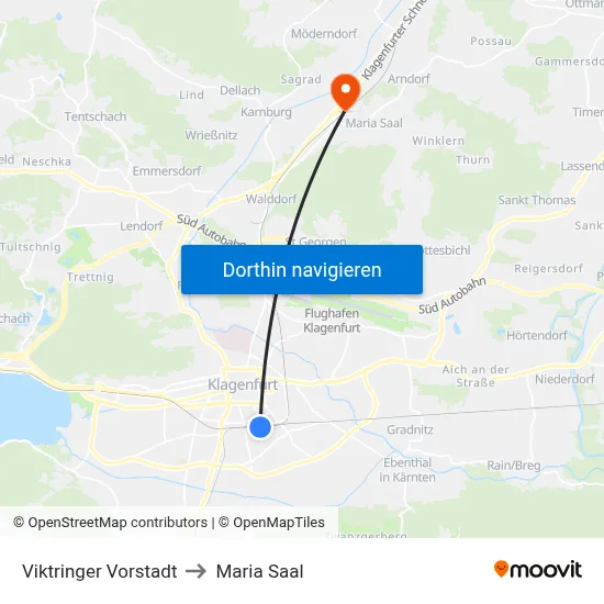 Viktringer Vorstadt to Maria Saal map