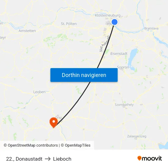 22., Donaustadt to Lieboch map