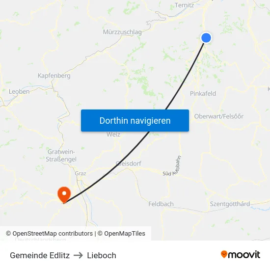 Gemeinde Edlitz to Lieboch map