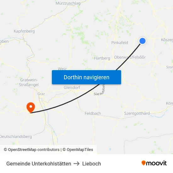 Gemeinde Unterkohlstätten to Lieboch map