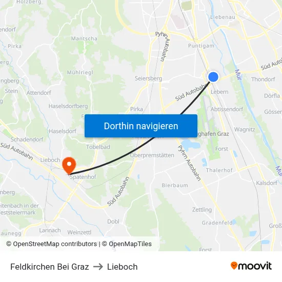 Feldkirchen Bei Graz to Lieboch map