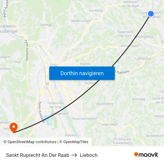 Sankt Ruprecht An Der Raab to Lieboch map
